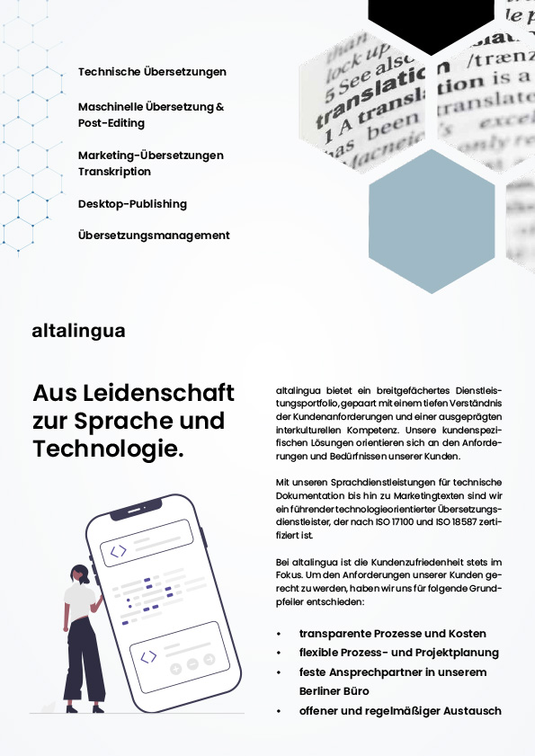 Dienstleistungen von altalingua | Flyer