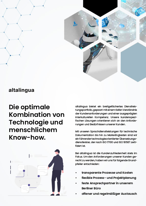 Technologie & Engineering von altalingua | Flyer